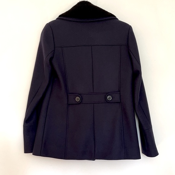 Nordstrom Collection Peacoat with Genuine Shearling Collar - Picture 2 of 2